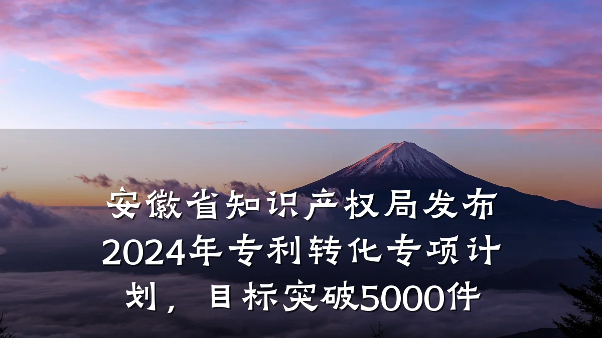 安徽省知识产权局发布2024年专利转化专项计划，目标突破5000件