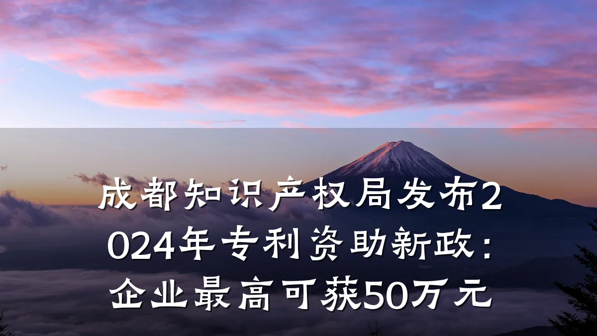 成都知识产权局发布2024年专利资助新政：企业最高可获50万元