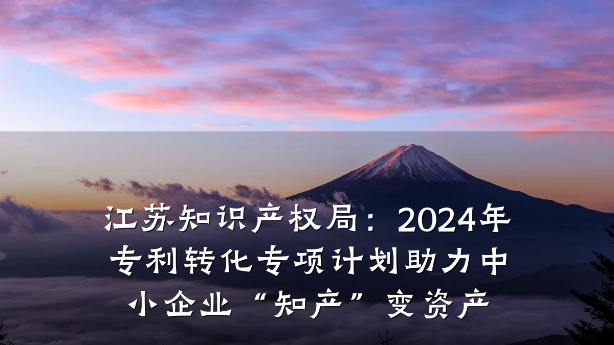 江苏知识产权局：2024年专利转化专项计划助力中小企业“知产”变资产